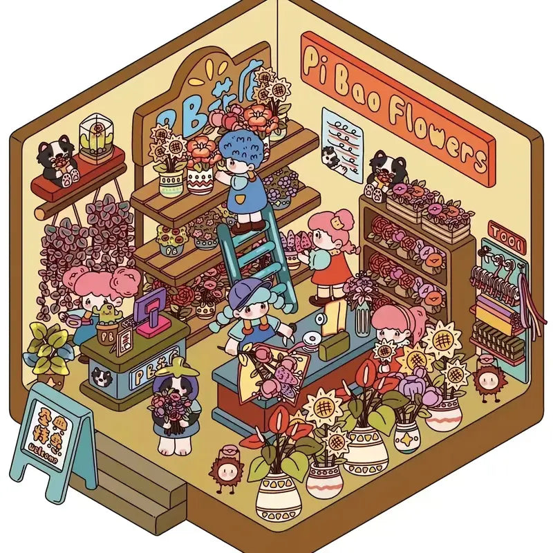 Cute 3D House Miniature Scene Stickers