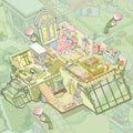 Miniature Tulip House Dreamy Loft Lake Villa Y2K Style 3D Sticker Scene
