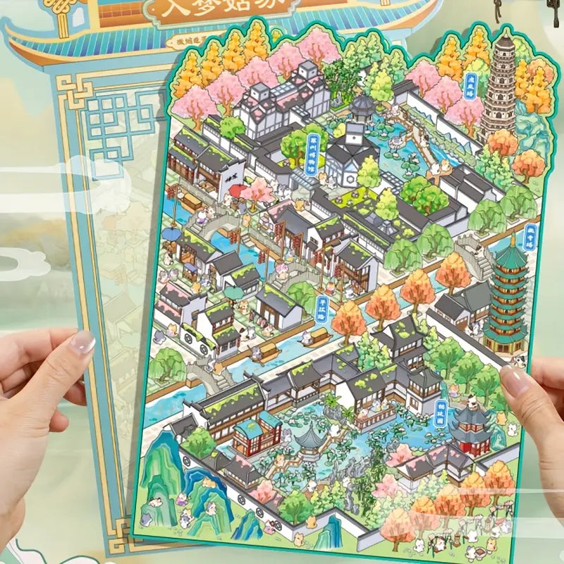 Ancient Chinese City 3D Sticker Scene