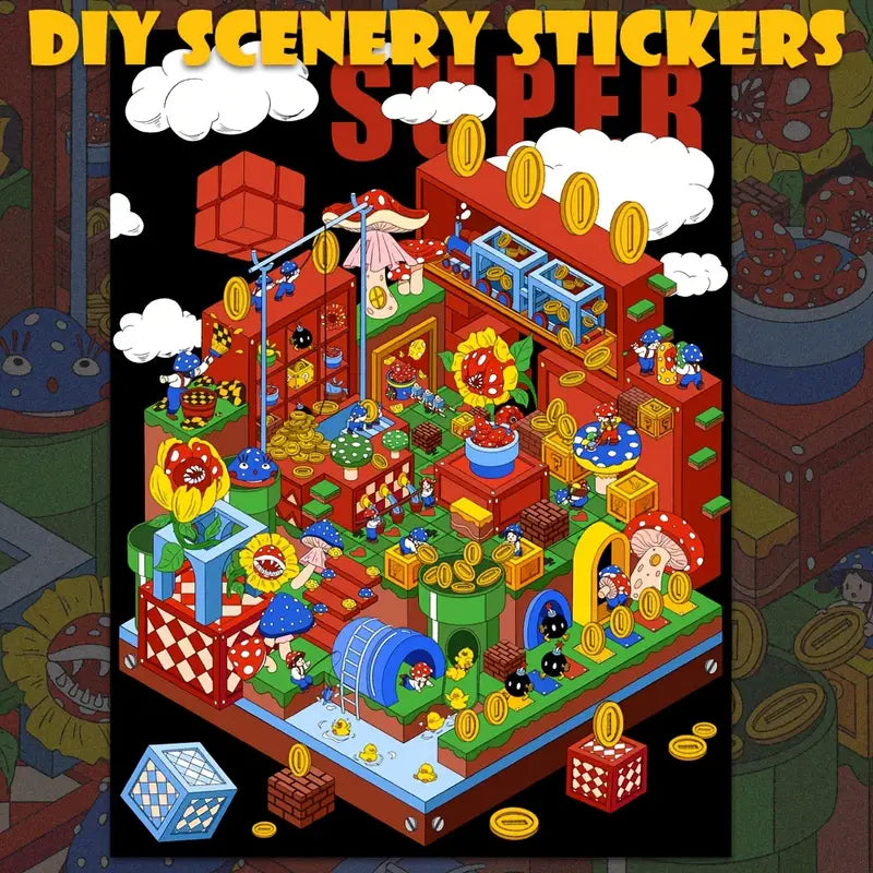 Sticker Scene Library Big Size 3D Sticker Scene DIY A Wonderful Day at the Art Museum Beyond ...