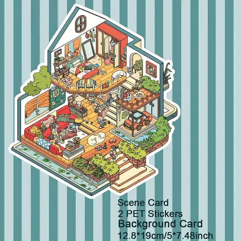 Villa Party Grocery  Store Apartment Girls Party 3D Scenery Stickers