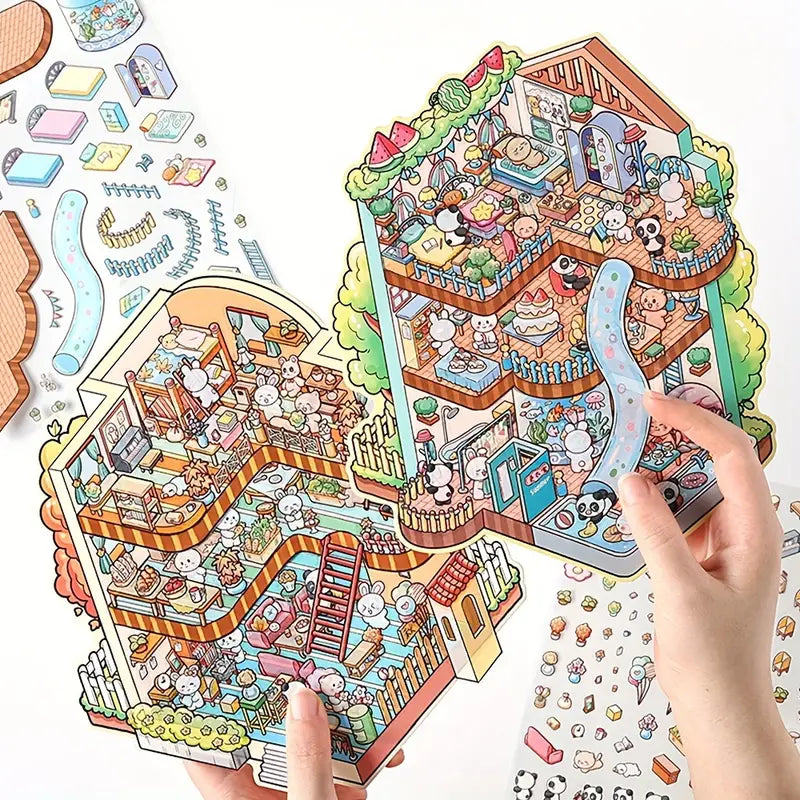 Cozy House 3D Miniature Scene Stickers Set