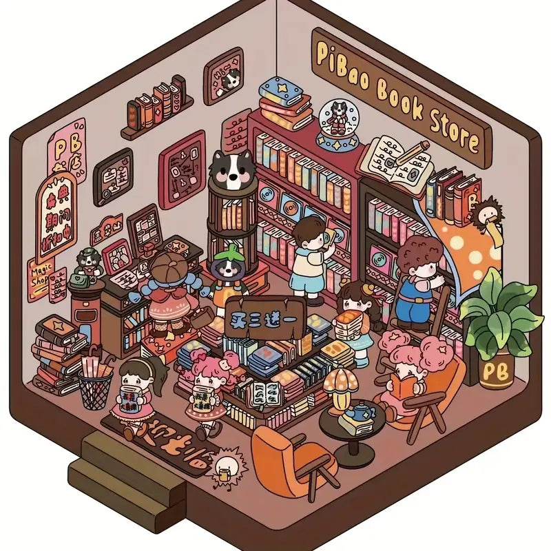 Cute 3D House Miniature Scene Stickers