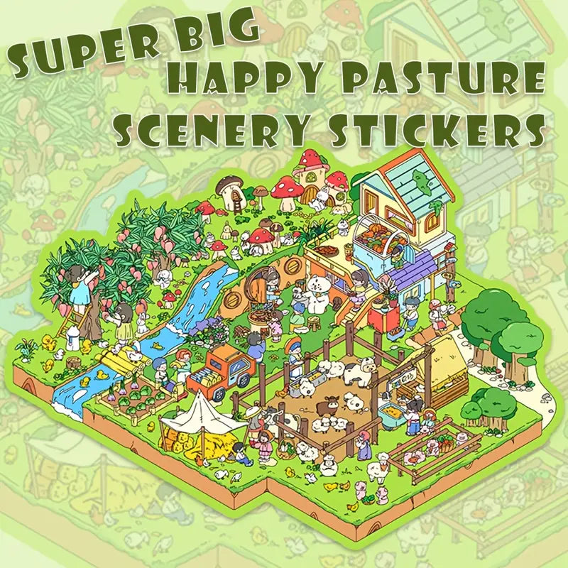 DIY 3D Farm Ranch Bear House Doll Machine Sticker Scene