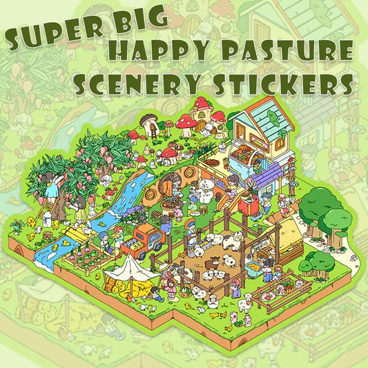 DIY 3D Farm Ranch Bear House Doll Machine Sticker Scene