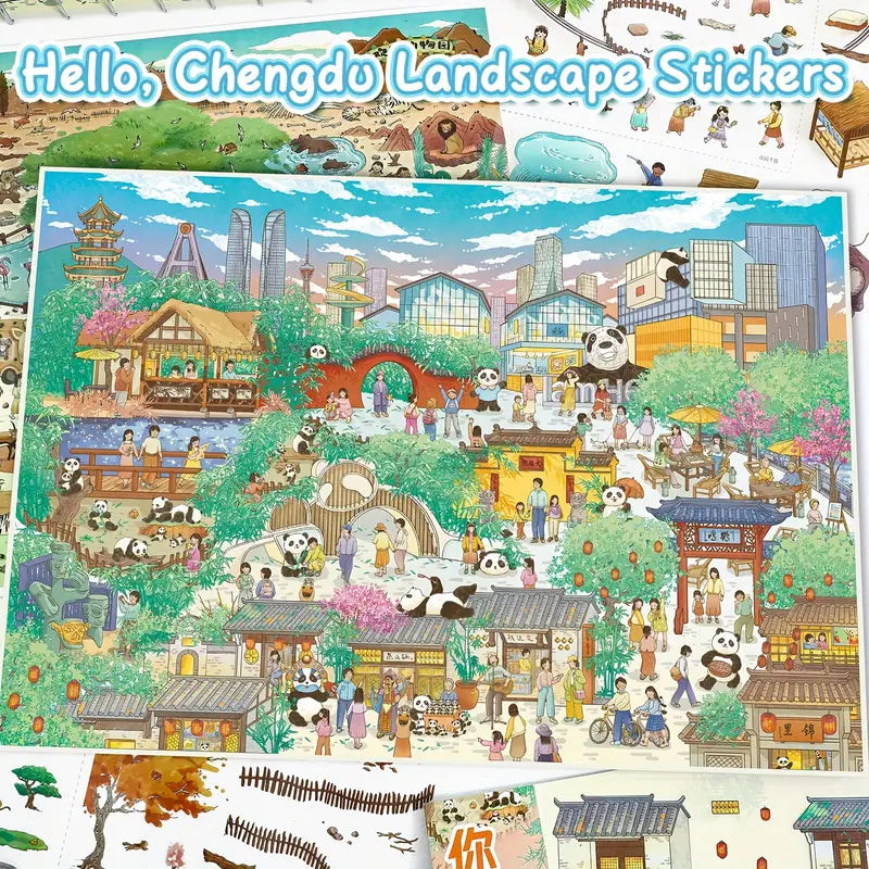 DIY Panda City Happy Zoo 3D Landscape Miniature Stickers