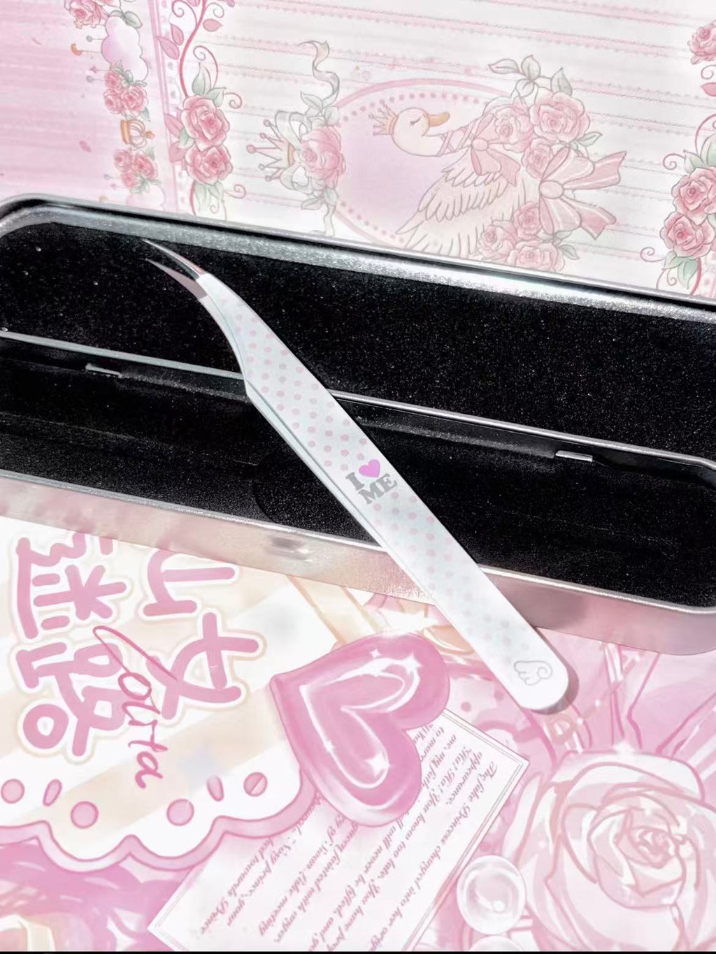 I Love Me & You High-Precision Stainless Steel Tweezers with Storage Case