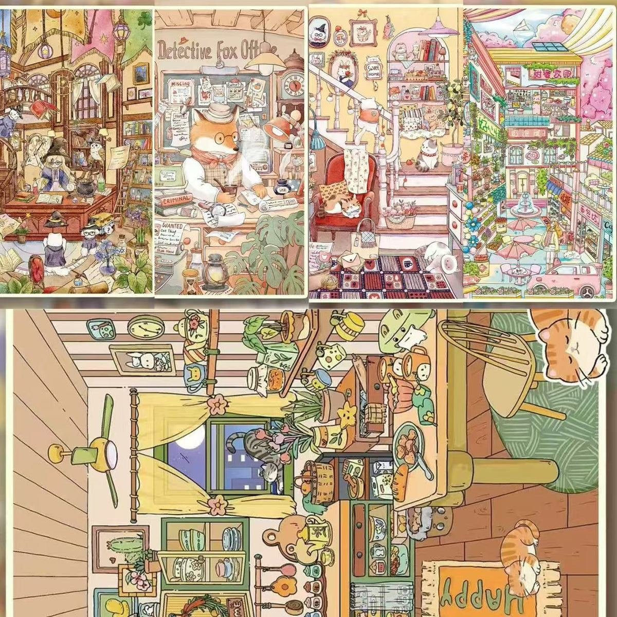 DIY Dreamy Cute Cat House 3D Miniature Scene Sticker Game