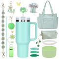 Ultimate Personalized GREEN Tumbler Set|Tote Bag