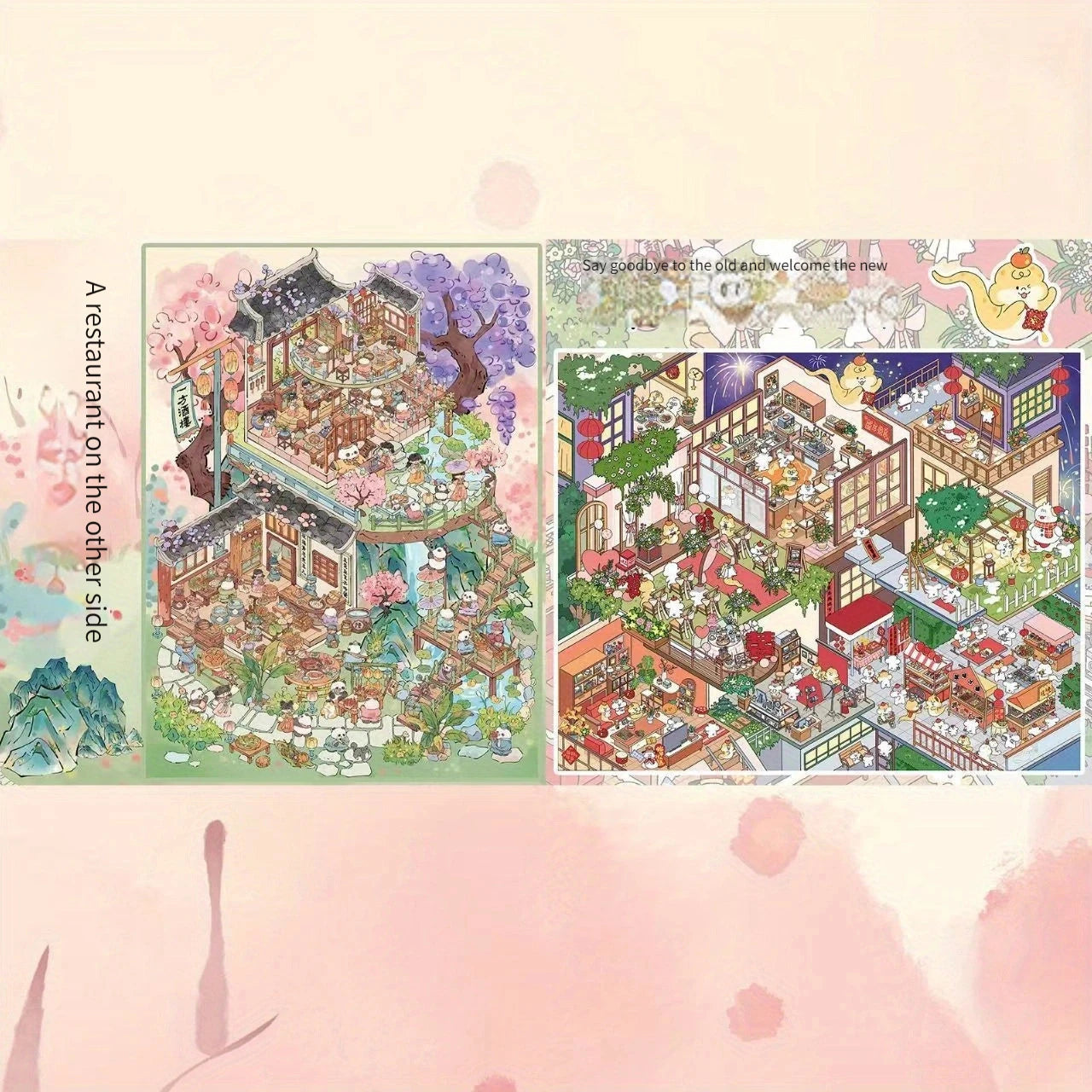 Chinese Style 3D Landscape Miniature DIY Sticker Set