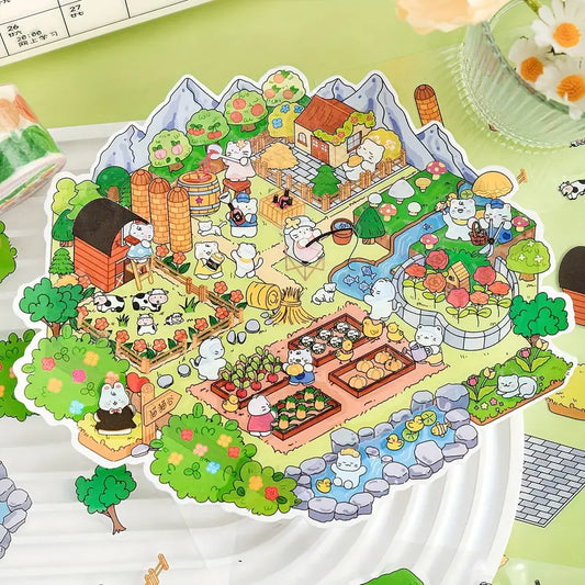 DIY 3D Large Size The Garden of Angels Bunny Farm Cat Farm Leisure Hut