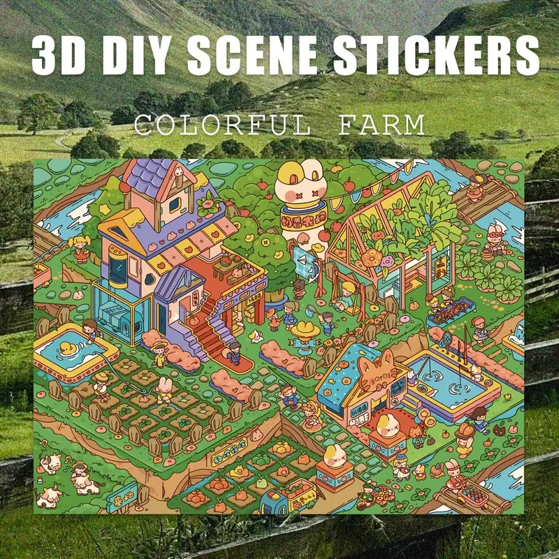 DIY 3D Sticker Scene Make Your Own Farm Pasture Library Miniature House