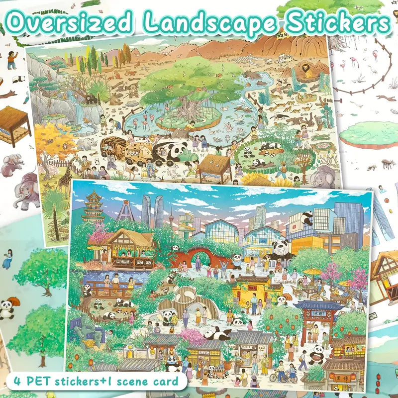 DIY Panda City Happy Zoo 3D Landscape Miniature Stickers