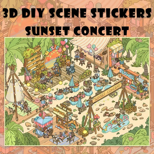 Make 3D Sticker Scene, DIY Sunset Concert Beach Wedding
