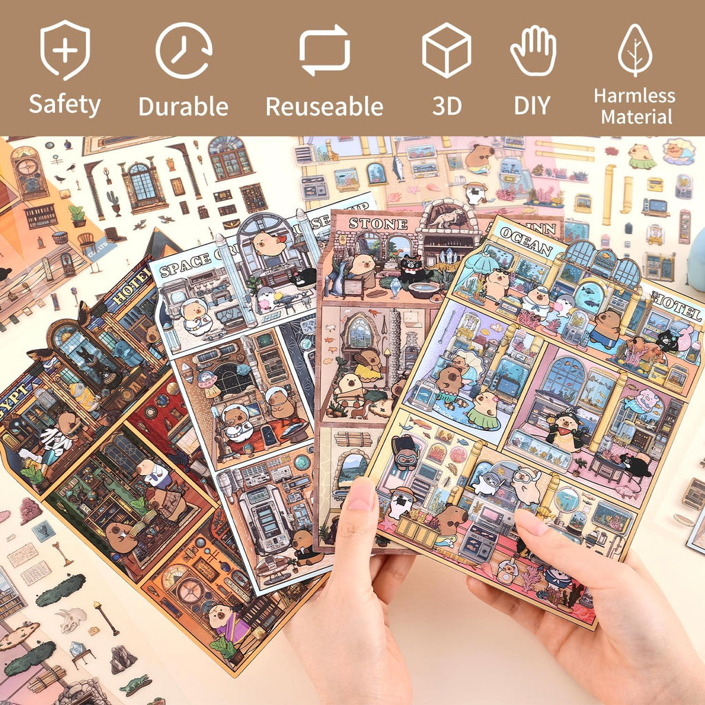 3D Miniature Scene Stickers Cute Magic Apprentice