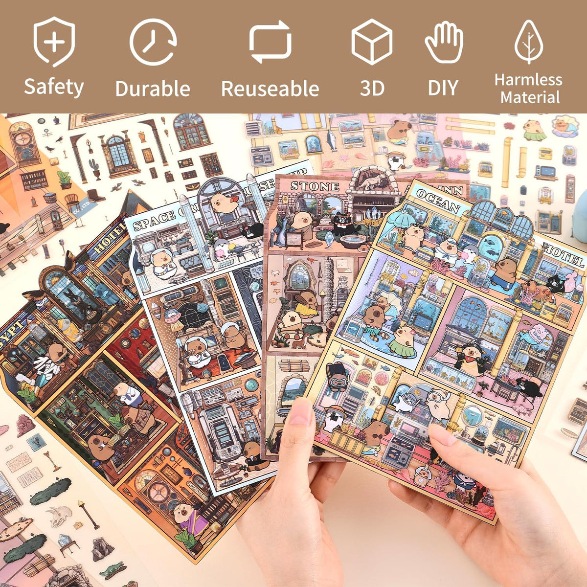 3D Miniature Scene Stickers Cute Magic Apprentice