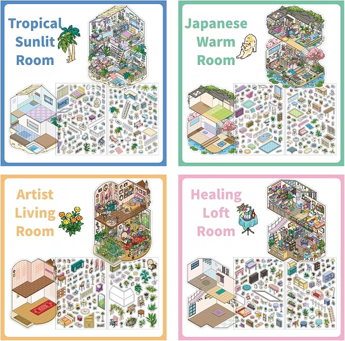 3D Miniature Scene Stickers Magic Apprentice A Winter Night