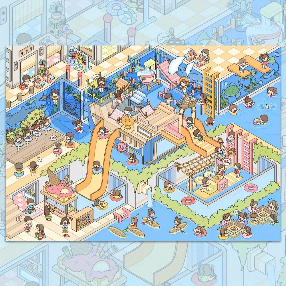 Farmer Market School Refuge Deep Sea Concert Water Park  3D Miniature Scene Stickers