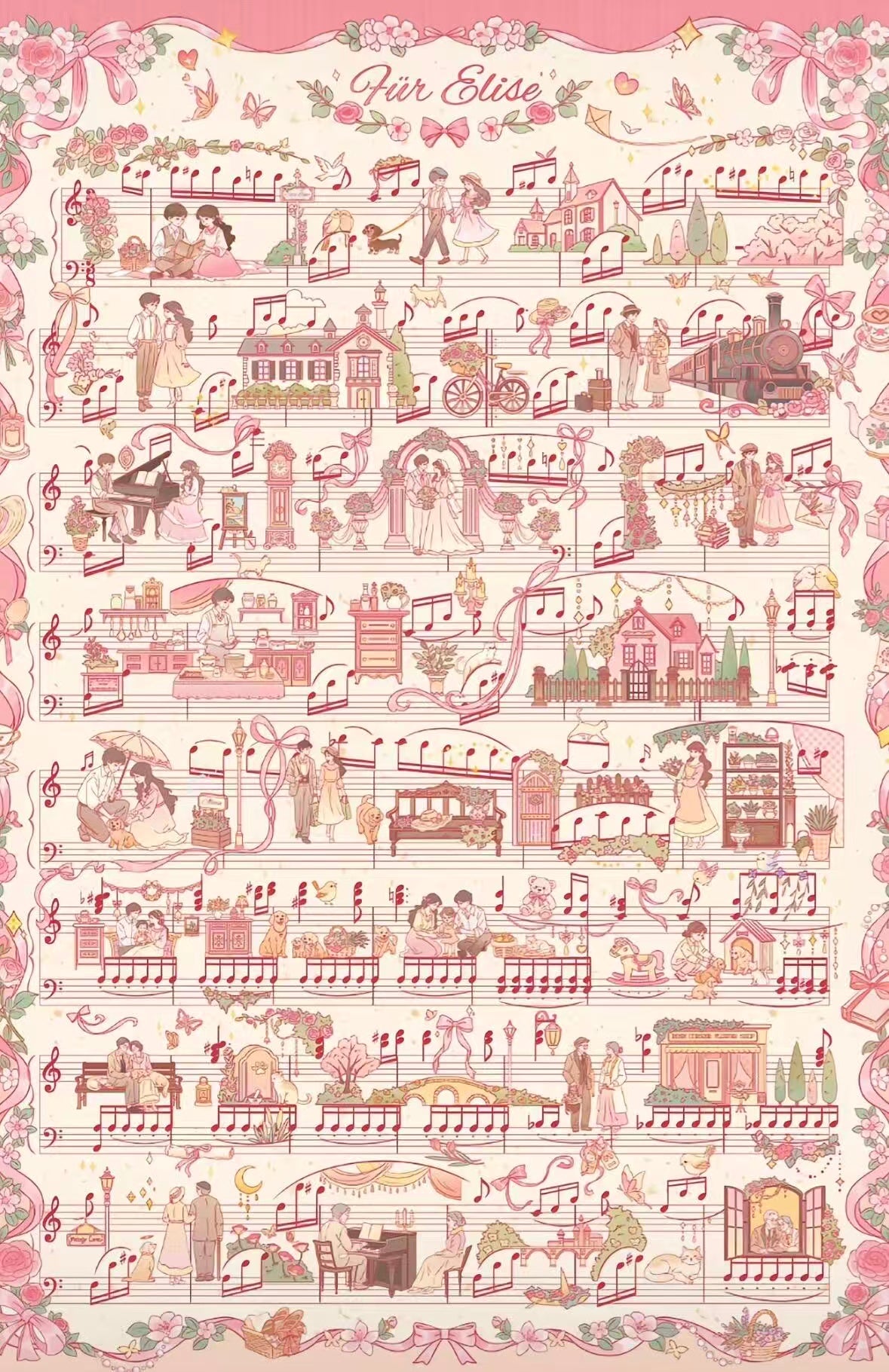 DIY Für Elise Sheet Music Miniature Scene Stickers