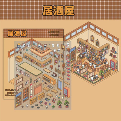 Sticker Scenes! Create DIY Bookstore|Izakaya|Sweet Cake|Burger Shop|Hotpot Restaurant