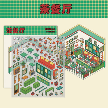 Sticker Scenes! Create DIY Bookstore|Izakaya|Sweet Cake|Burger Shop|Hotpot Restaurant