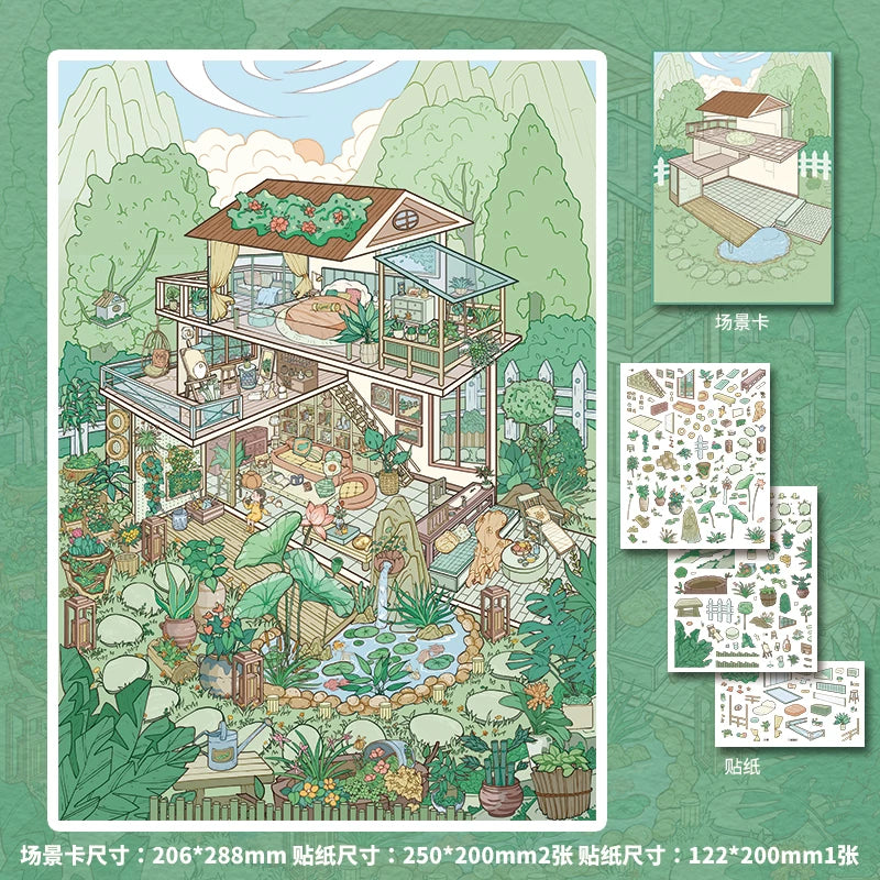DIY British Living Room Vintage Shop 3D Sticker Scenes