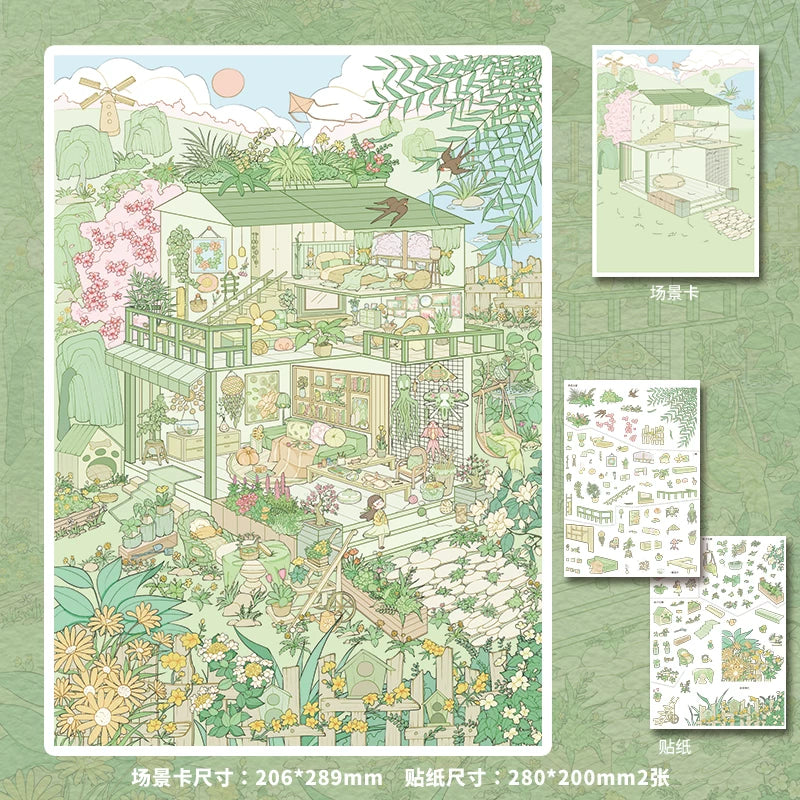 DIY British Living Room Vintage Shop 3D Sticker Scenes