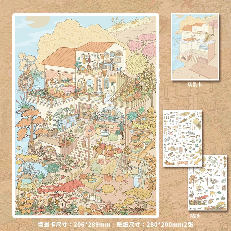 DIY British Living Room Vintage Shop 3D Sticker Scenes
