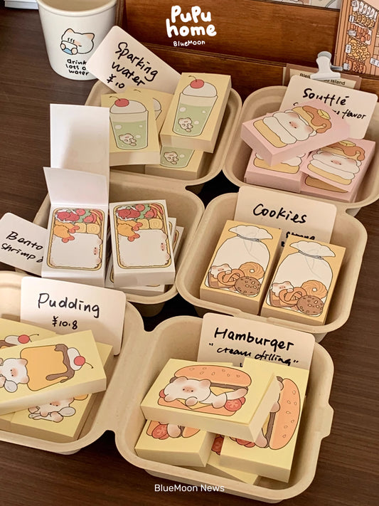 BlueMoon Cute Food-Themed Memo Paper 100PCS