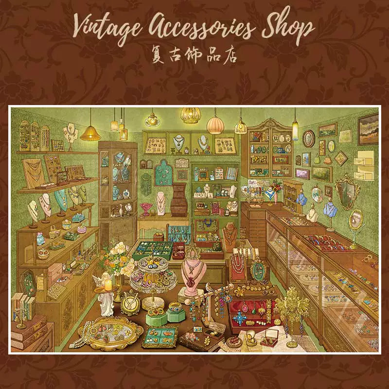 DIY British Living Room Vintage Shop 3D Sticker Scenes