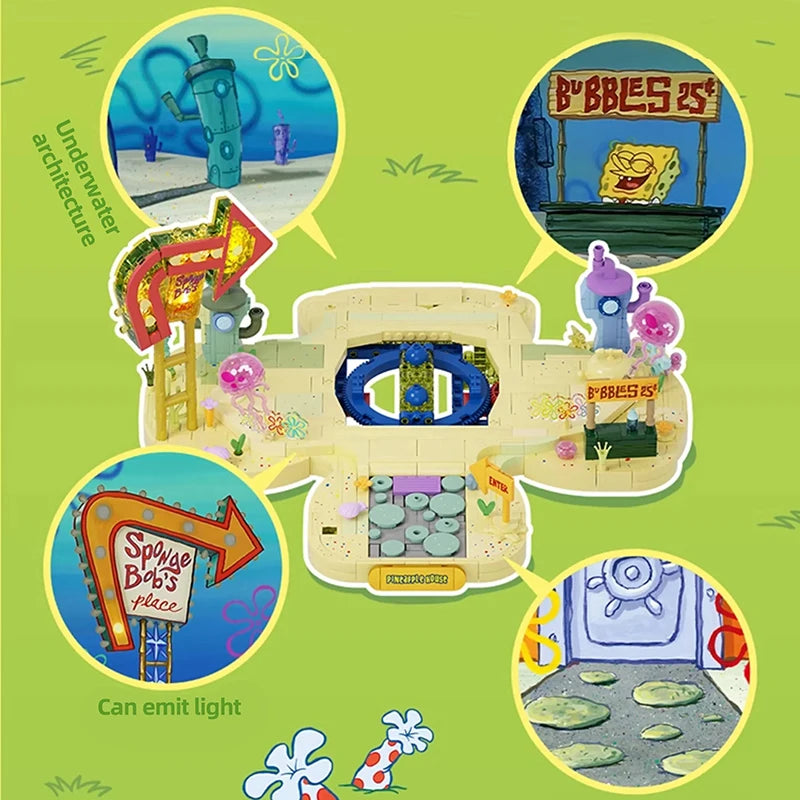 Krusty Krab Restaurant Cartoon Building Blocks Bricks Set US Tax-Free
