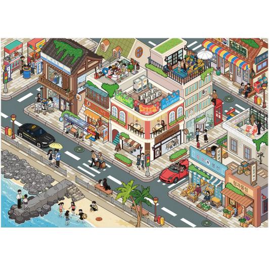K-Drama Themed Streets Villas 3D Miniature Scenery Stickers