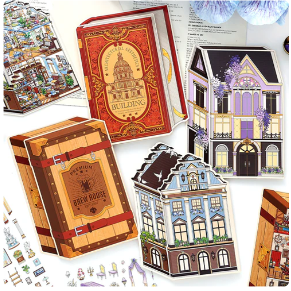 My Little House European Mansion Beer House Box Flower Room 3D Sticker Scene