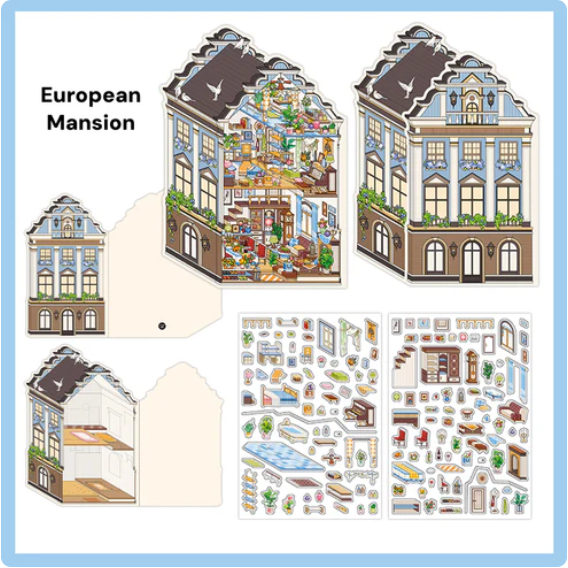 My Little House European Mansion Beer House Box Flower Room 3D Sticker Scene