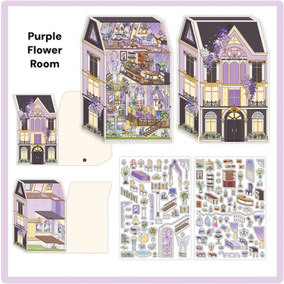 My Little House European Mansion Beer House Box Flower Room 3D Sticker Scene