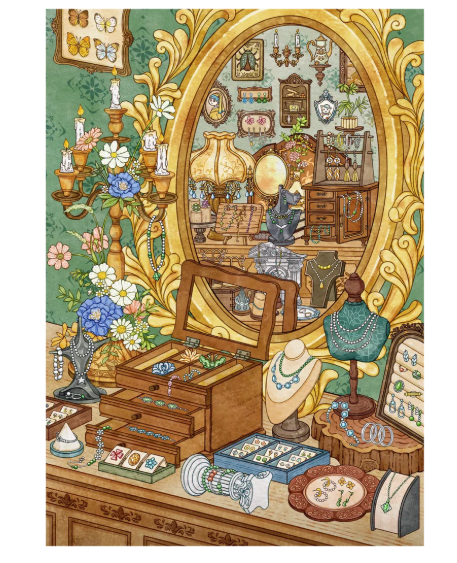 Big Size Sticker Scene Shimmering Jewelry Box Lattice House Apartment lncident Creek Side Inn