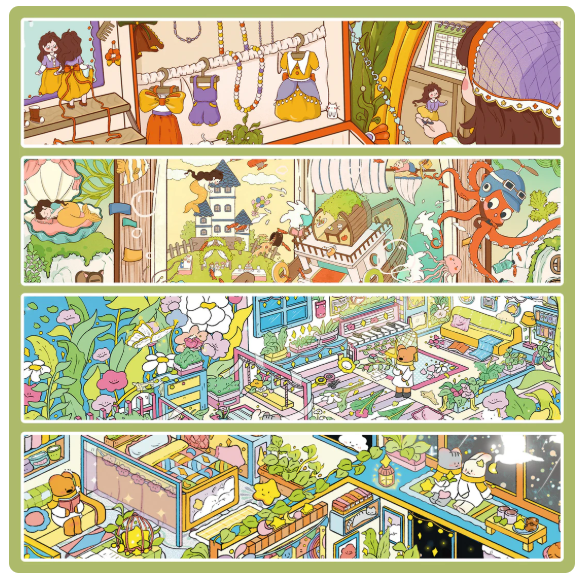 Fairytale Theme Meeting In The Deep Sea Thumbelinas Home Flower House Starry Sky Cabin Sticker