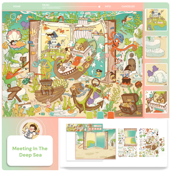 Fairytale Theme Meeting In The Deep Sea Thumbelinas Home Flower House Starry Sky Cabin Sticker