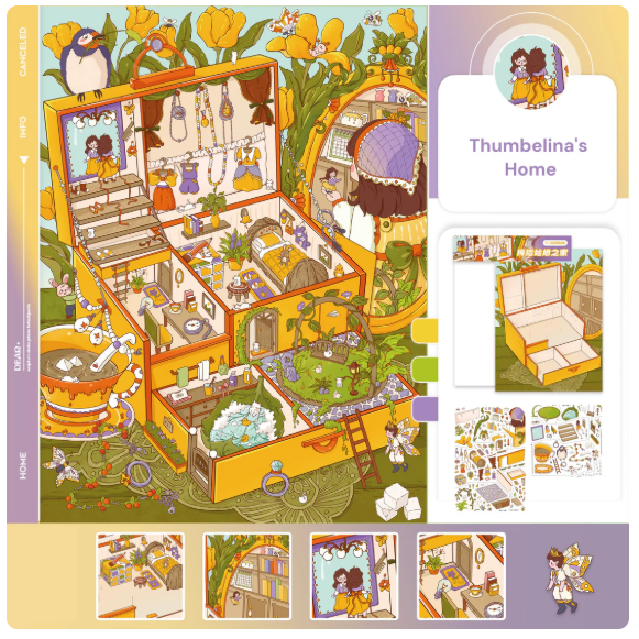 Fairytale Theme Meeting In The Deep Sea Thumbelinas Home Flower House Starry Sky Cabin Sticker
