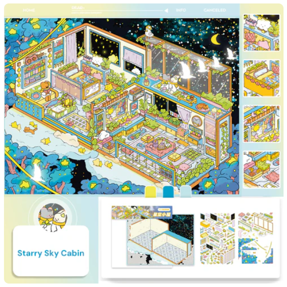 Fairytale Theme Meeting In The Deep Sea Thumbelinas Home Flower House Starry Sky Cabin Sticker