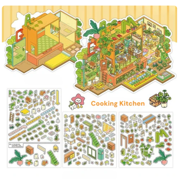 3D Sticker Scene Cooking Kitchen Secret Realms Laboratory Wardrobe