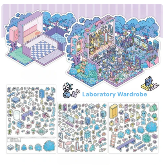 3D Sticker Scene Cooking Kitchen Secret Realms Laboratory Wardrobe