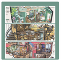Manuscript Style Garden Street Studio Secret Base Airship Stationery Store Sticker Scene