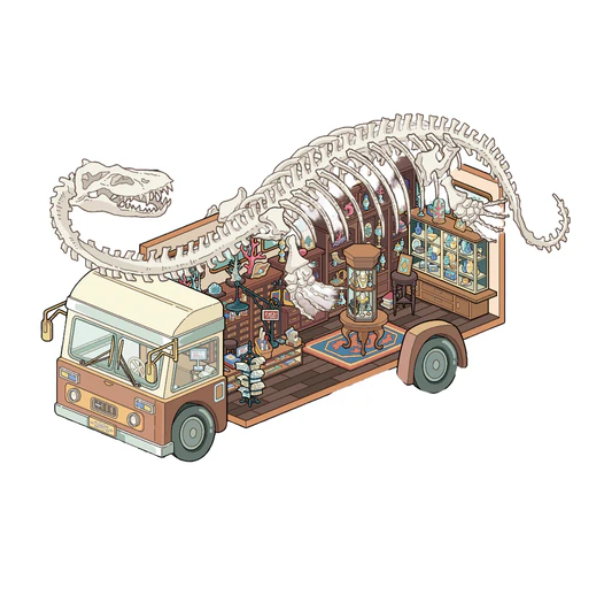 Ancient Skeleton Bus Theme DIY 3D Sticker Scene