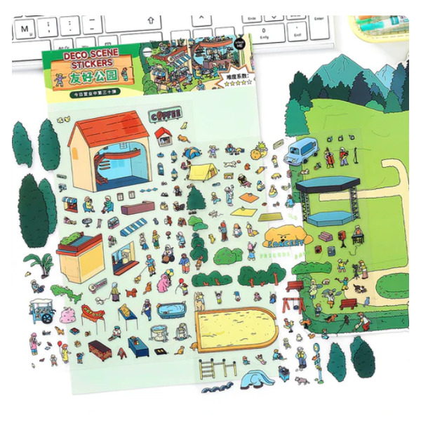 Friendly Park Train Station Miniature Scenery Stickers