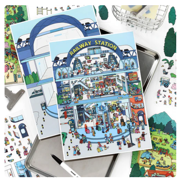 Friendly Park Train Station Miniature Scenery Stickers
