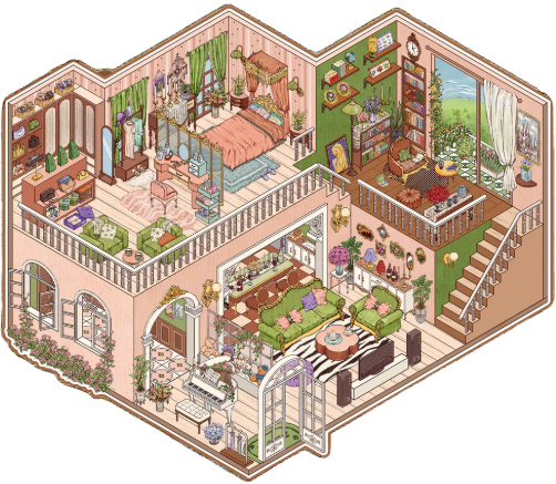 Foureold Haven House Cabin 3D Sticker Scene