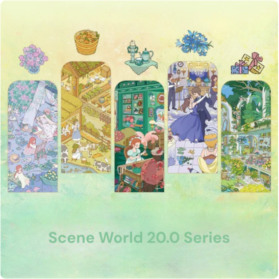 Monet Floral Painting Greenery World Golden Gala Night Landscape Sticker