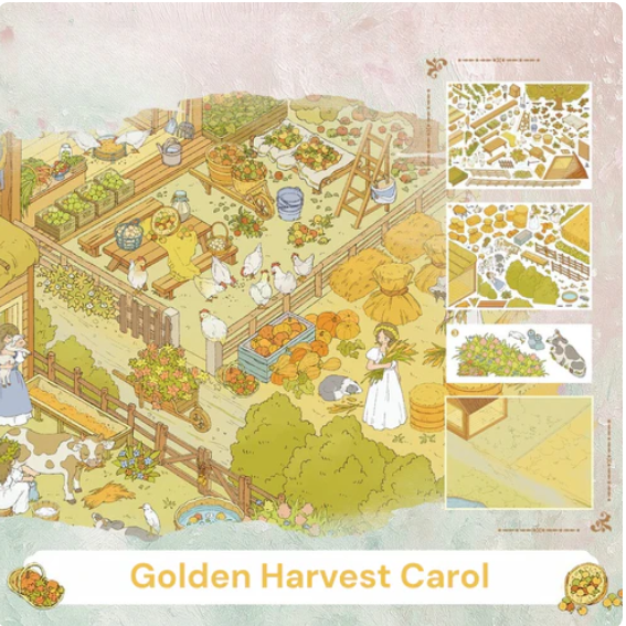 Monet Floral Painting Greenery World Golden Gala Night Landscape Sticker