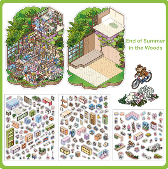 Aesthetic Four Seasons Cottage Scene Stickers